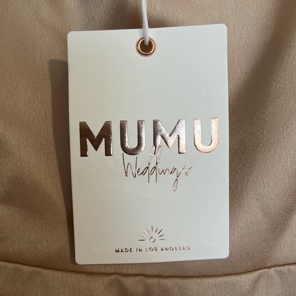 Show Me Your Mumu Claire Midi Dress Champagne Luxe Satin - Picture 7 of 13